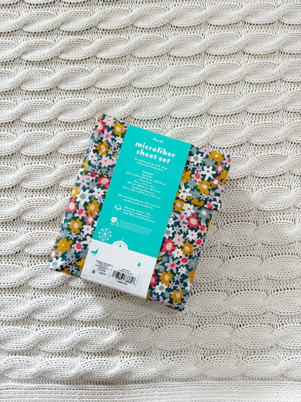 Pillowfort Floral Microfiber Sheet Set Twin- Teal, Yellow, Pink, White